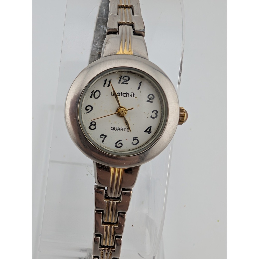 Watch-It Women's Watch 22mm Case Two Tone 6.75" Band- New Battery